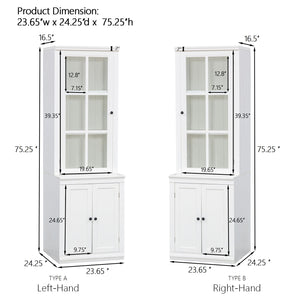 Retro Style Hutch Cabinet With Glass Door, China Cabinet For Home