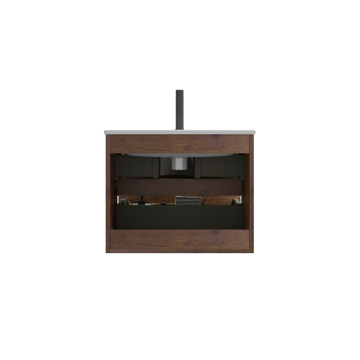 TIA 24-Inch Wall Mounted Bathroom Vanity, Walnut