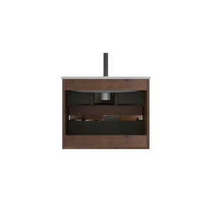 TIA 24-Inch Wall Mounted Bathroom Vanity, Walnut
