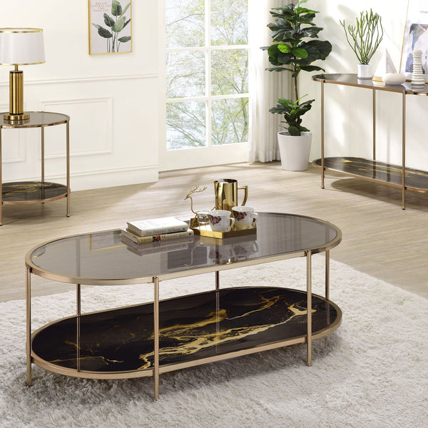 Fiorella Marble Print Glass Table
