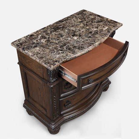 3 Drawers Nightstand - Brown / Cherry