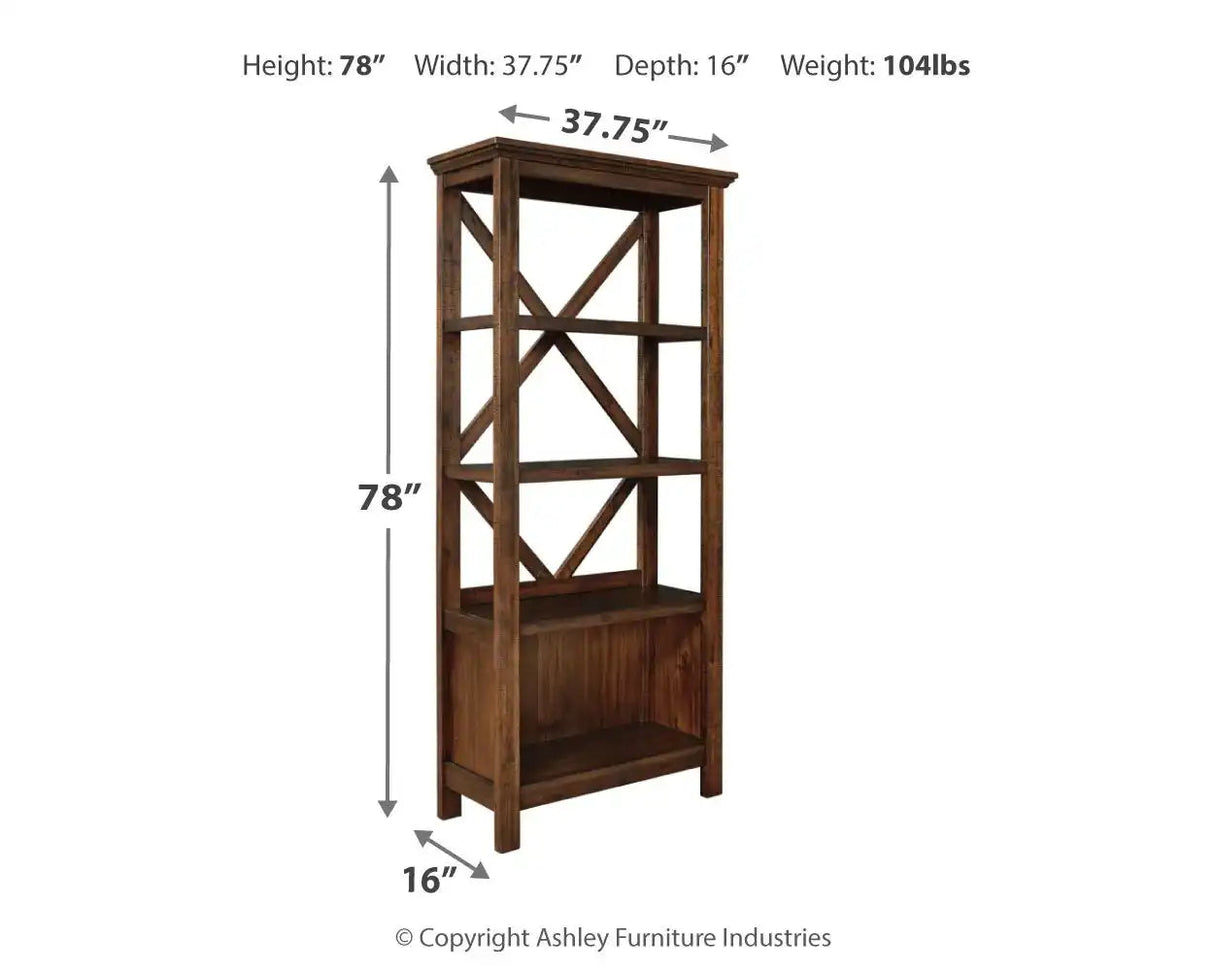 Baldridge - Large Bookcase - Rustic Brown - Best Buy Furniture