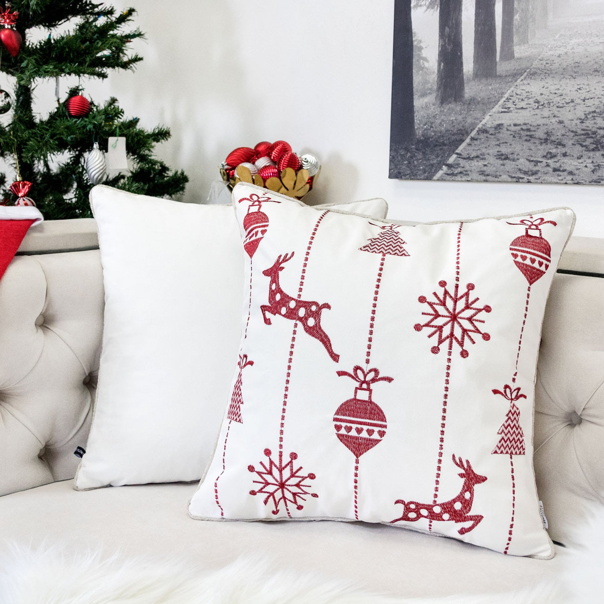 White Christmas Throw Pillow 20x20
