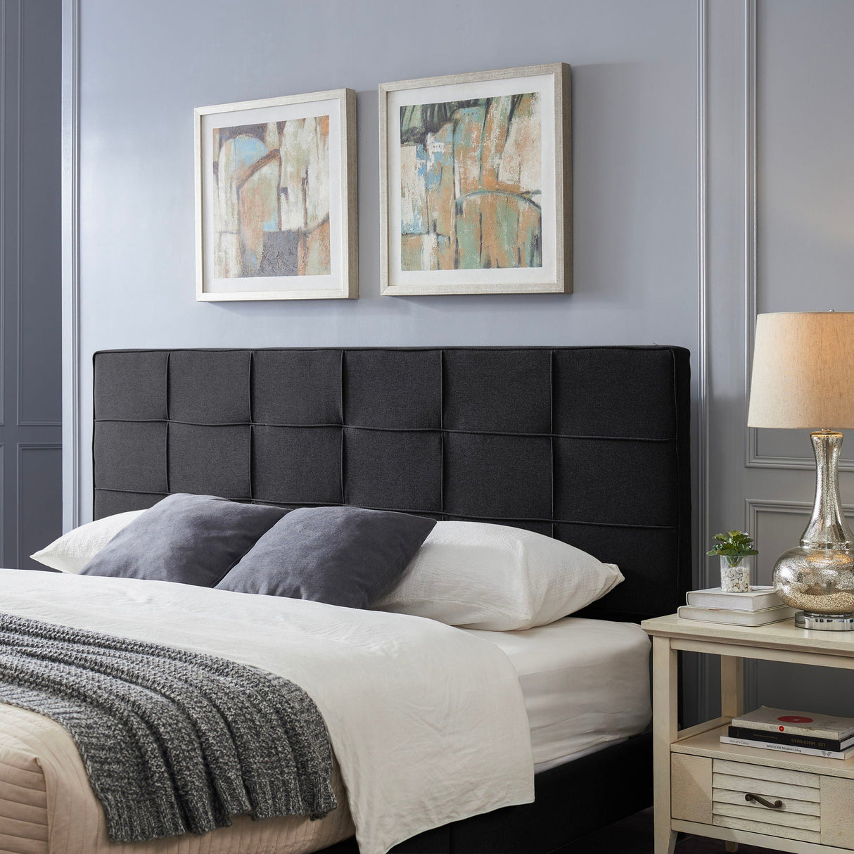 Marakesh - Contemporary Fabric Upholstered King / California King Headboard - Black - Best Buy Furniture