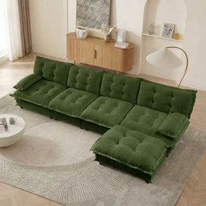 138" L Shaped Modern Sofa Modular Sectional Cloud Couch with Ottoman