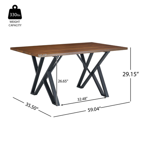Industrial Style Indoor Dining Table With Metal Legs - Walnut / Black - Best Buy Furniture