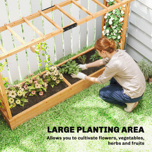 Wood Raised Garden Bed with Trellis - Large Outdoor Planter Box
