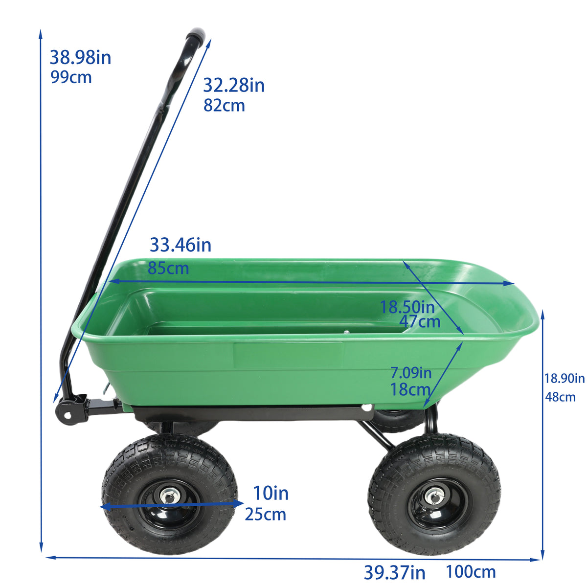 Folding Car Poly Garden Dump Truck with Steel Frame