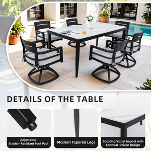 Modern 7PC Outdoor Patio Aluminum Dining Set