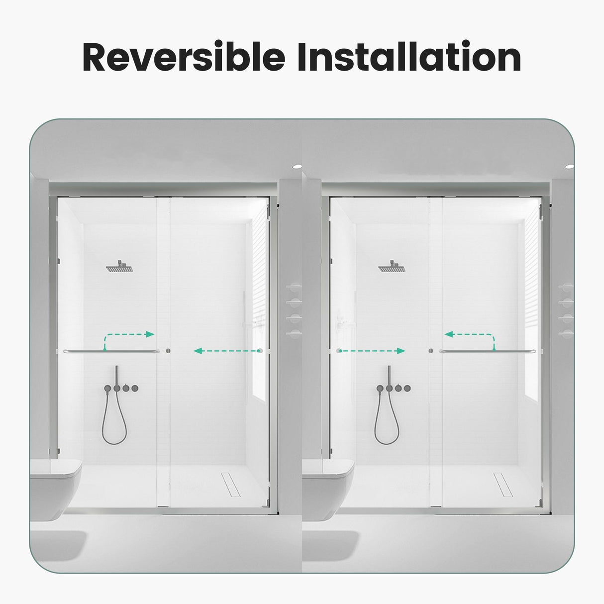 Semi Frameless Double Sliding Shower Door With Tempered Glass