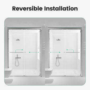Semi Frameless Double Sliding Shower Door With Tempered Glass