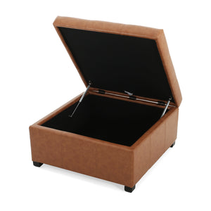Faux Leather Tufted Storage Ottoman
