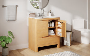 30" Softened Modern Bathroom Vanity with Ceramic Sink