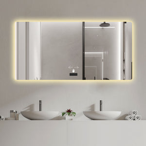 Frameless Bathroom Mirror With Light, LED Backlit, Tri Color Dimming, Anti Fog, Smart Sensor - Silver