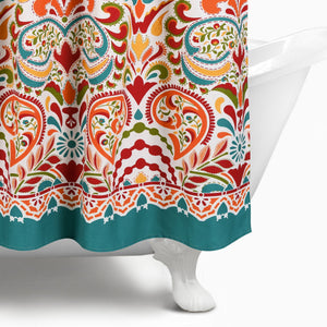 Clara Shower Curtain 72 x 72 in Bohemian Paisley Damask Print
