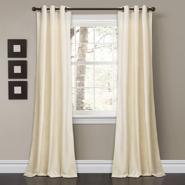 Prima Velvet Solid Grommet Light Filtering Curtain Panel Set