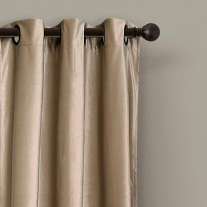 Prima Velvet Solid Grommet Light Filtering Curtain Panel Set