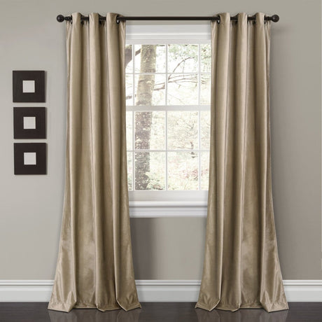 Prima Velvet Solid Grommet Light Filtering Curtain Panel Set