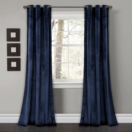 Prima Velvet Solid Grommet Light Filtering Curtain Panel Set