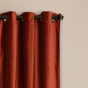 Prima Velvet Solid Grommet Light Filtering Curtain Panel Set