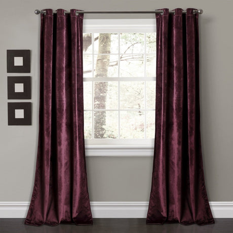 Prima Velvet Solid Grommet Light Filtering Curtain Panel Set