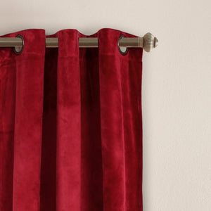 Prima Velvet Solid Grommet Light Filtering Curtain Panel Set