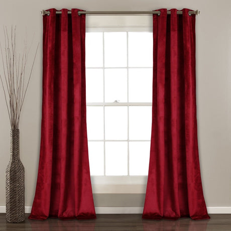 Prima Velvet Solid Grommet Light Filtering Curtain Panel Set