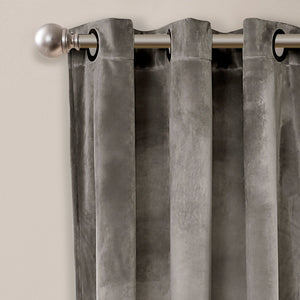 Prima Velvet Solid Grommet Light Filtering Curtain Panel Set