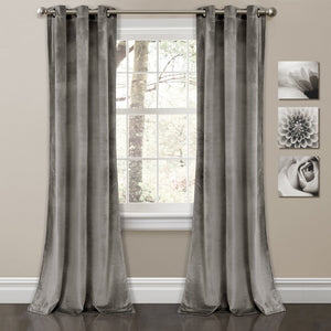 Prima Velvet Solid Grommet Light Filtering Curtain Panel Set