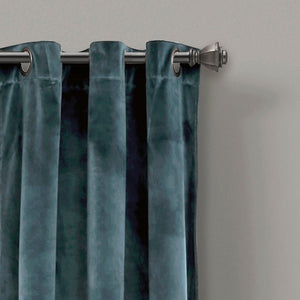 Prima Velvet Solid Grommet Light Filtering Curtain Panel Set