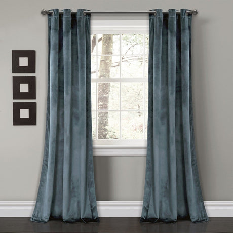 Prima Velvet Solid Grommet Light Filtering Curtain Panel Set
