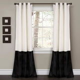 Prima Velvet Color Block Room Darkening Window Curtain Panel Set
