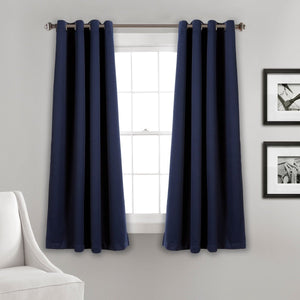 LushDecor Insulated Grommet Blackout Window Curtain Panel Set in Navy