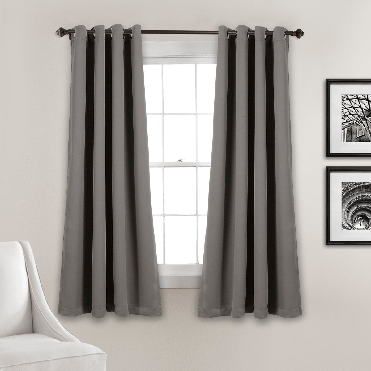 LushDecor Insulated Grommet Blackout Window Curtain Panel Set in Dark Gray