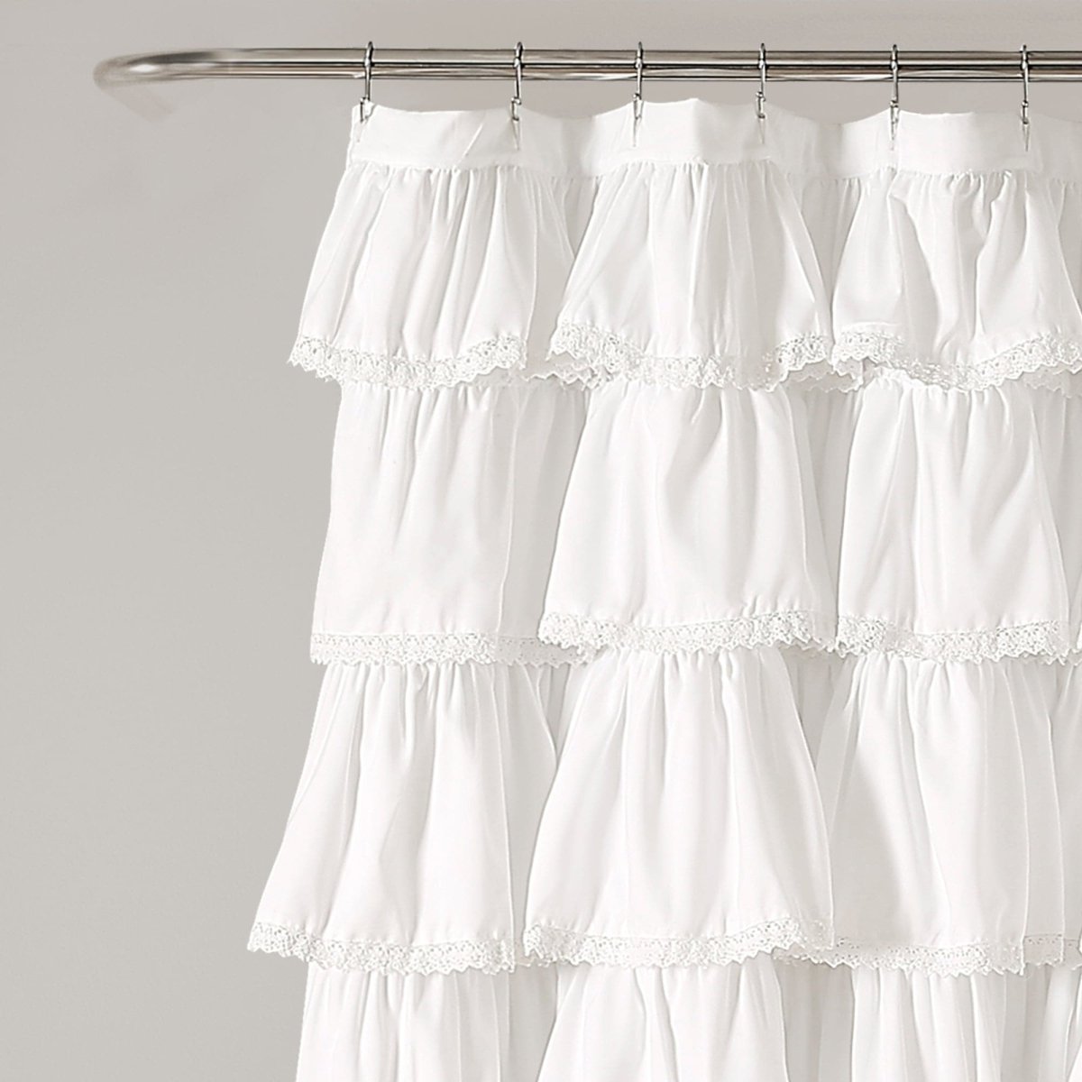 Lace Ruffle Shower Curtain with Lace Trim