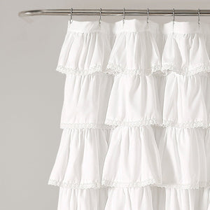 Lace Ruffle Shower Curtain with Lace Trim