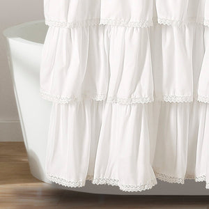 Lace Ruffle Shower Curtain with Lace Trim