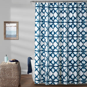 Geo Shibori Navy Shower Curtain 72 x 72 Inches