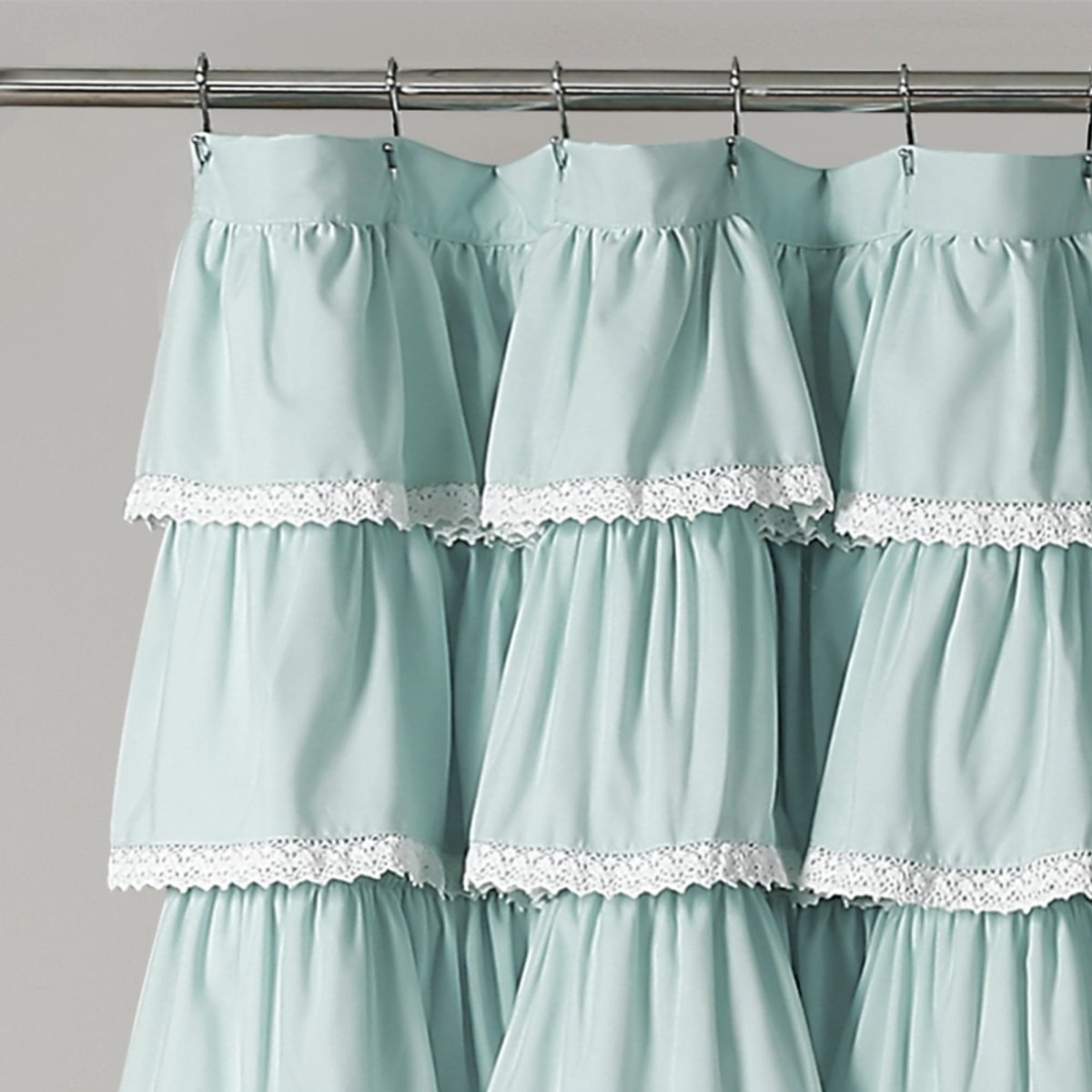 Lace Ruffle Shower Curtain with Lace Trim