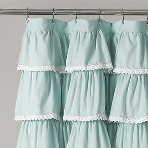 Lace Ruffle Shower Curtain with Lace Trim