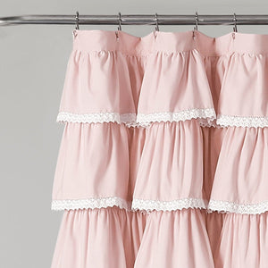 Lace Ruffle Shower Curtain with Lace Trim