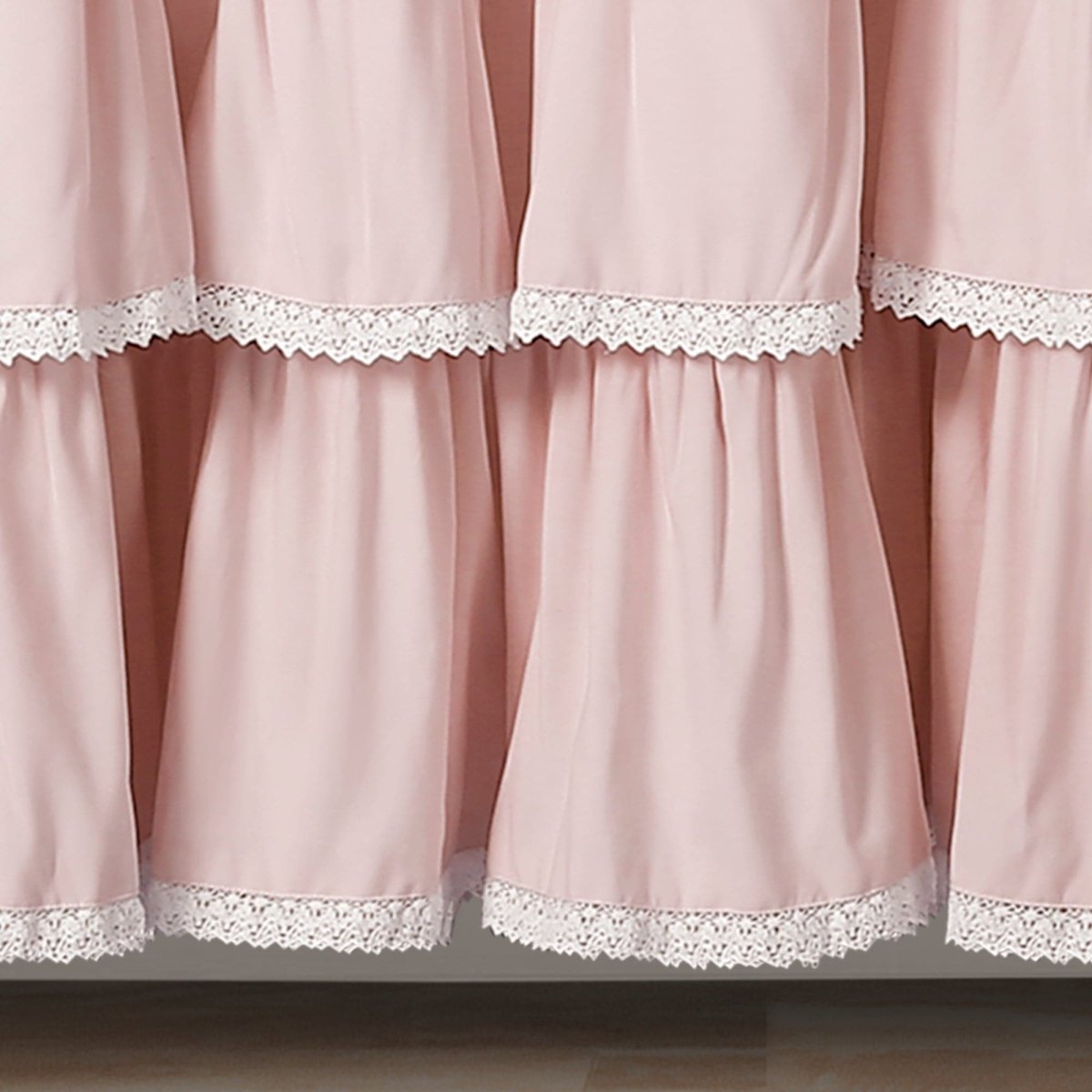 Lace Ruffle Shower Curtain with Lace Trim