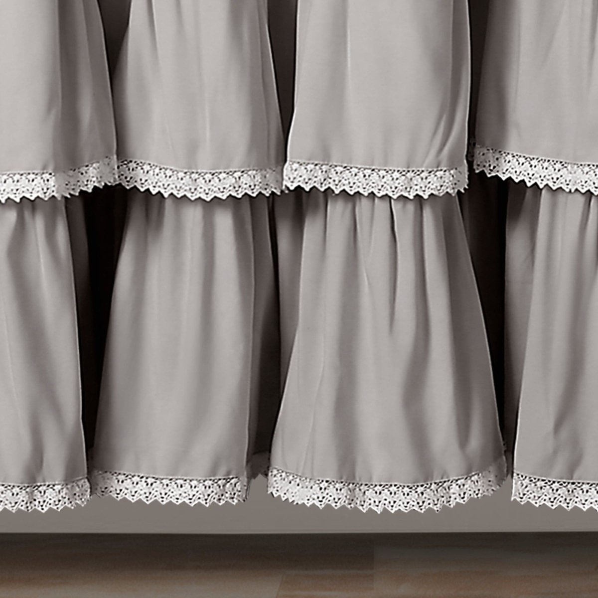 Lace Ruffle Shower Curtain with Lace Trim