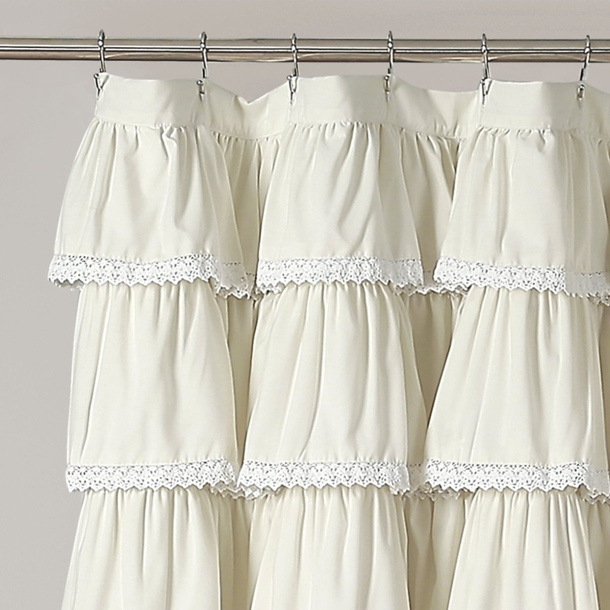 Lace Ruffle Shower Curtain with Lace Trim