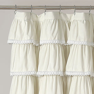 Lace Ruffle Shower Curtain with Lace Trim