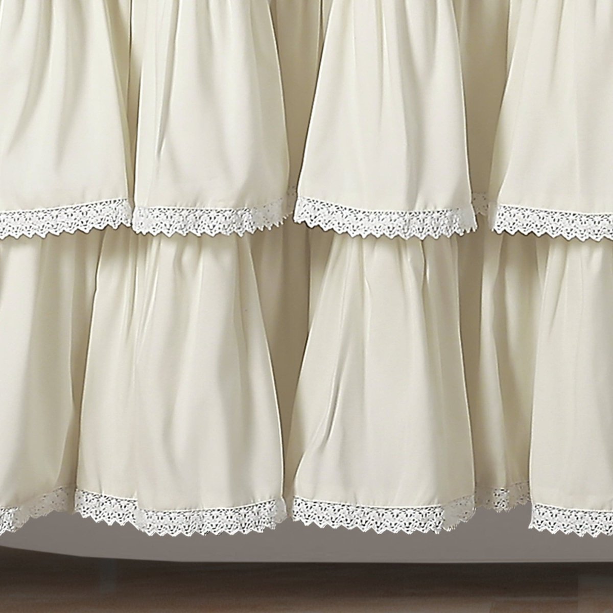 Lace Ruffle Shower Curtain with Lace Trim