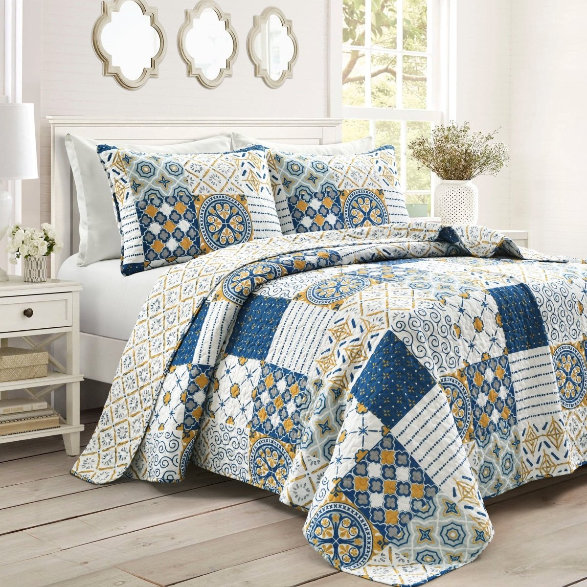 Monique Patch 3 Piece Cotton Quilt Set