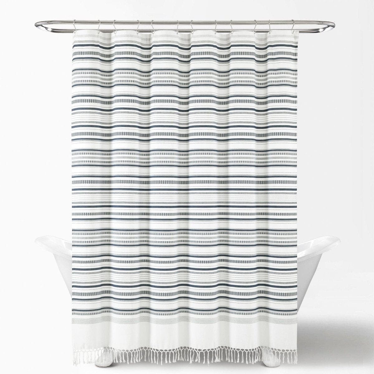 LushDecor Urban Woven Yarn Dyed Recycled Cotton Blend Shower Curtain - view 2