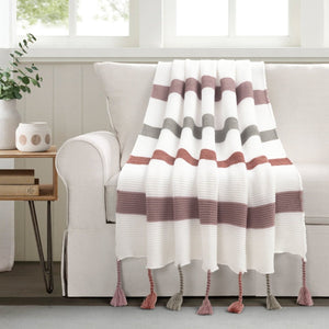 Boho Knitted Braided Tassel Throw Blanket