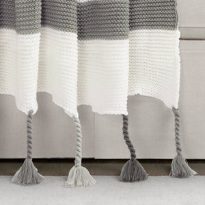 Boho Knitted Braided Tassel Throw Blanket
